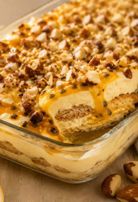 doce de travessa de maracuja com crocante de castanha